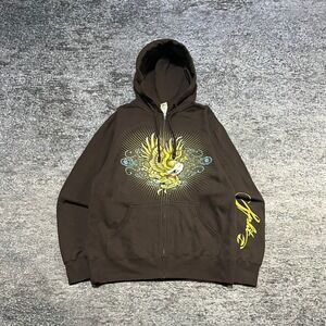 Vintage Split Skateboards‎ Zip Up Hoodie Mens Medium Brown Y2K Grunge Skater NEW